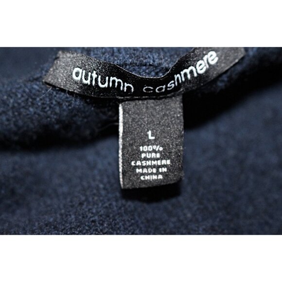 Autumn Cashmere - Men's 1/4-Zip Mock Neck Pullover Sweater in Heather Navy, Lrg - Picture 6 of 8